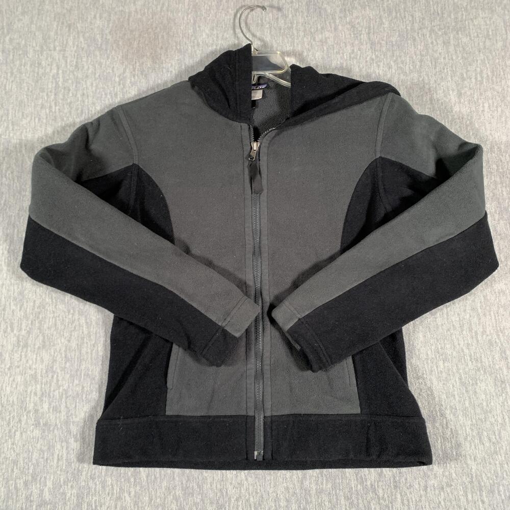 Patagonia Jacket Womens XS Gray Black Fleece Full Zip Hooded Outdoor Coat